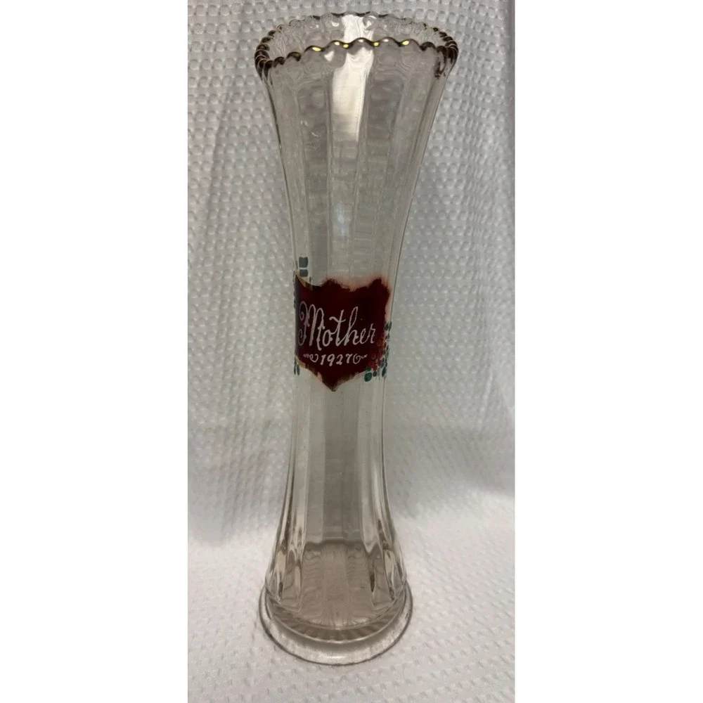 Vintage Fluted Swung Vase Etched 